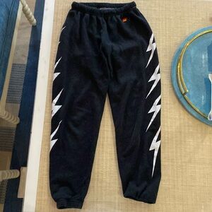 Aviator Nation Black Sweatpants with Lightning Bolts Women’s XS